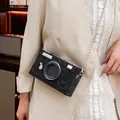 Bolso bandolera retro con forma de cámara negra con textura de piel de serpiente - 10 / Negro