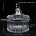 Small clear ribbed glass yurt jar for aromatherapy crystal stones, 7cm diameter. - Mongolian Yurt Glass Jar (White) / Small (7x9cm)