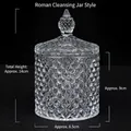 Elegant faceted crystal glass jar for aromatherapy diffuser stones with lid, height 14cm. - Roman Style Cleansing Bowl / 14x8.5cm