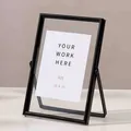Modern black metal floating picture frame with 10x15cm glass display for tabletop decor - Vertical / 6 Inch (10.2x15.2cm) / Black