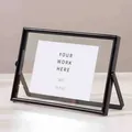 Minimalist black metal photo frame with transparent glass for 10x15cm artwork display - Horizontal / 6 Inch (10.2x15.2cm) / Black