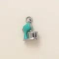 Teal stand mixer charm pendant for DIY jewelry making with silver plating finish - Mixer Style (PJ1207) / Silver and Lake Green