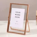 Minimalist rose gold metal photo frame with double-sided transparent glass for desk display - Vertical / 6 Inch (10.2x15.2cm) / Rose Gold