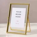 Elegant gold metal photo frame with double-sided glass for 10x15cm tabletop display - Vertical / 6 Inch (10.2x15.2cm) / Gold
