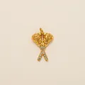 Detailed 18K gold-plated lacrosse sticks pendant with clear crystals for DIY jewelry - Lacrosse Style (PJ1200) / Gold