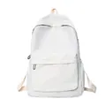 Minimalist solid color large capacity backpack in off-white for women, ideal for travel - White