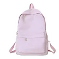 Minimalist solid light pink large capacity backpack for women casual travel and school - Pink