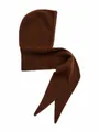 Cozy warm brown knitted balaclava hooded scarf with long pointed ends for winter comfort - Brown