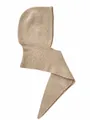 Warm beige knitted hooded scarf with ribbed texture and elegant pointed ends design - Khaki