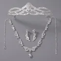 Silver bridal jewelry set with sparkling rhinestones including tiara necklace earrings - Silver Fashion Jewelry Set Set-j034s