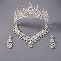 Luxurious silver rhinestone bridal jewelry set with tiara, necklace and earrings - Silver Vine Jewelry Set Set-j032s
