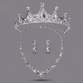 Parure de bijoux élégante en alliage argenté avec diadème, collier et boucles d'oreilles - Ensemble De Bijoux Argentés Minimalistes Et Élégants Zuhe-012