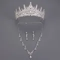 Parure élégante de couronne, collier et boucles d'oreilles en alliage argenté et strass - Ensemble De Bijoux Silver Vine Set-j042s