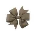 Barrette à cheveux faite main petit nœud papillon en gros-grain marron moka - Brun (840)