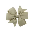 Petite barrette à cheveux en ruban gros-grain beige fait main pour bébés - 566 / Ruban en Gros-Grain