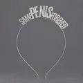 Diadema de diamantes de imitación con texto Same Penis Forever para despedidas - Diadema Minimalista Plateada Para Uso Diario Ts-j3305s