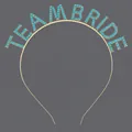 Diadema dorada con letras TEAM BRIDE de pedrería azul para despedidas de soltera - Diadema Teambride Golden Lake Blue Diamond Ts-j3272glb
