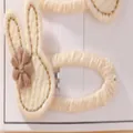 Handcrafted cute crochet bunny and flower hair clip set in soft cream for girls - Cream Rabbit Style - Left (1L)