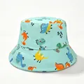 Kids mint green bucket hat featuring colorful cartoon dinosaur prints and 'I'M SO COOL' text - Hat Circumference 50cm / Turquoise Green