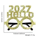 Glitter gold 2027 Hello New Year party decoration glasses, photo prop, 14.8x13cm, 17.7g - New Year Glasses / 2027 Hello Style