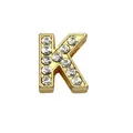 Sparkling 8mm gold-plated rhinestone letter K slider charm for DIY bracelets and crafts - Rhinestone Letter-K