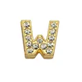 8mm gold plated rhinestone initial letter W bead for DIY jewelry and wristband making - Rhinestone Letter-W