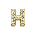 Glistening 8mm gold-plated rhinestone letter H slider bead charm for DIY jewelry and bracelets - Rhinestone Letter-H