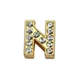 8mm gold-plated rhinestone letter N slide charm bead for DIY personalized bracelets - Rhinestone Letter-N