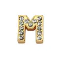 8mm gold-plated rhinestone encrusted uppercase letter M slider bead for DIY jewelry making - Rhinestone Letter-M