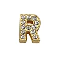 8mm gold-tone rhinestone studded slide charm letter R for DIY bracelets and crafts - Rhinestone Letter-R