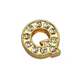 Golden 8mm rhinestone letter Q charm bead for DIY bracelets and clothing accessories - Rhinestone Letter-Q