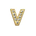 8mm gold-plated rhinestone letter V slider bead for DIY jewelry making and bracelets - Rhinestone Letter-V