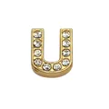 Premium 8mm gold-plated rhinestone initial letter U slider bead for DIY jewelry making - Rhinestone Letter-U