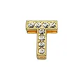 8mm gold rhinestone letter T slide bead for DIY bracelet and jewelry making - Rhinestone Letter-T