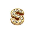 8mm gold rhinestone letter S charm bead for DIY bracelets and jewelry making - Rhinestone Letter-S