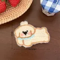 Cute cream-colored embroidered puppy dog hair clip accessory for children's fashion - Beige (Cute Knitted Dog Hair Clip)