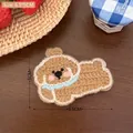 Cute handmade embroidered poodle dog hair clip for girls, size 6.5x5cm product view - Coffee (Cute Knitted Dog Hair Clip)