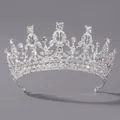 Elegante silberne Diadem-Krone mit funkelnden Strasssteinen für Schönheitswettbewerbe - Silberne Strasskrone Ts-j2996s