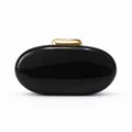 Glänzende schwarze Acryl-Abendtasche mit elegantem goldfarbenem Metallverschluss - Schwarz