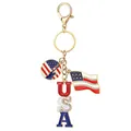 Patriotic USA flag keychain with red white and blue rhinestone charms for July 4th - 14