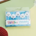Poodle shaped white cartoon birthday candles for cute party cake decoration - White Puppy (5 Units) / White