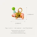 Handbemalter rosa Hundeanhänger aus Emaille-Finish mit hochwertiger PVD-Goldbeschichtung - Grünes Schwein Stil (Nr. 5)