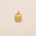 18K gold plated rectangular charm featuring embossed crossed lacrosse sticks for DIY jewelry - Lacrosse Style (PJ1202) / Gold