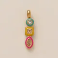 18K gold plated geometric pendant featuring colorful enamel circle square and marquise - Colorful Rhinestone Style (PJ1203) / Blue Yellow Pink