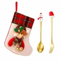 Christmas stocking tableware set with golden snowman spoon and Santa hat fork for gifts - Pink Bag Gold [2pcs] Snowman/hat