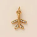 Elegant 18K gold plated airplane pendant charm with rhinestones for DIY jewelry making - Airplane Style (PJ1205) / Gold with White Zircon