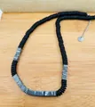 Vintage natural coconut shell and copper alloy bead necklace with metallic finish - Silver Style (5)