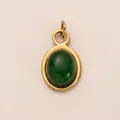 Elegant oval 18K gold plated pendant featuring a glossy green cabochon stone for DIY jewelry - Green Agate Style (PJ1191) / Green