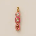 18K gold plated geometric pendant with pink enamel and zircons for DIY jewelry accessory - Pink Rhinestone Style (PJ1192) / Pink