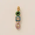 Handcrafted 18K gold plated geometric enamel pendant with colorful crystals for jewelry making - Green Blue Purple Rhinestone Style (PJ1195) / Green Blue Purple